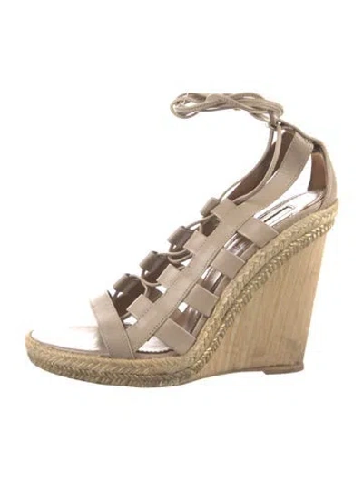 Pre-owned Aquazzura Leather Espadrilles In Neutral