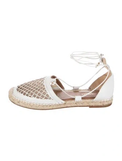 Pre-owned Aquazzura Leather Espadrilles In Neutrals