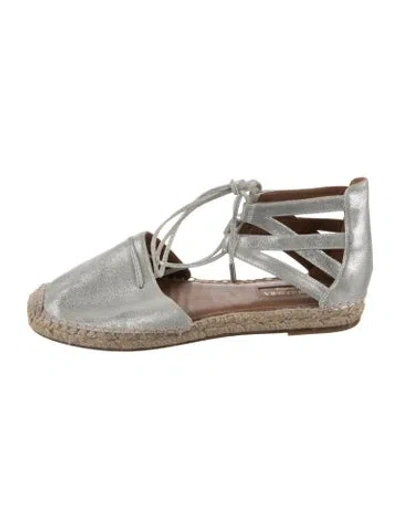 Pre-owned Aquazzura Leather Espadrilles In Silver