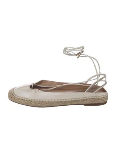 Pre-owned Aquazzura Leather Espadrilles In White