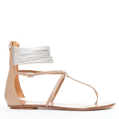 Aquazzura Leather Flat Sandals In White