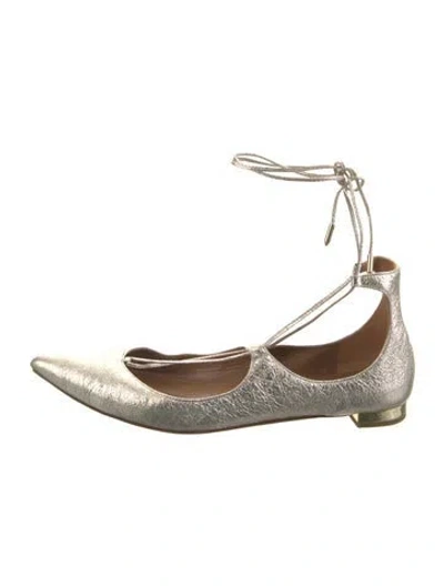 Pre-owned Aquazzura Leather Flats In Gold