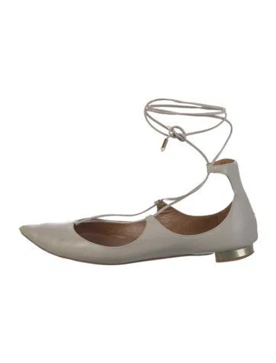 Pre-owned Aquazzura Leather Flats In Gray