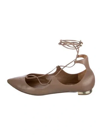 Pre-owned Aquazzura Leather Flats In Neutral