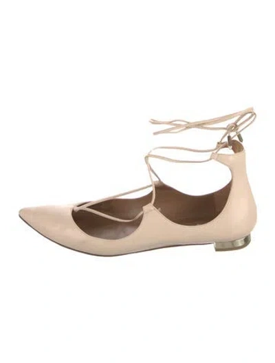 Pre-owned Aquazzura Leather Flats In Neutral