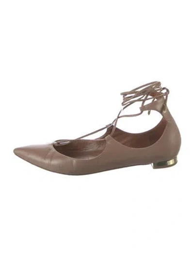 Pre-owned Aquazzura Leather Flats In Neutral