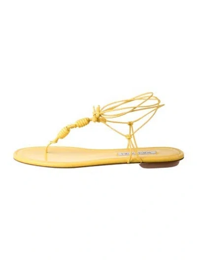 Pre-owned Aquazzura Leather Flats In Yellow