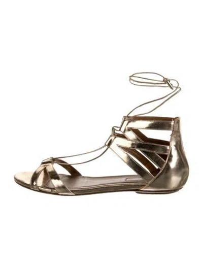 Pre-owned Aquazzura Leather Gladiator Sandals In Gold