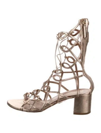 Pre-owned Aquazzura Leather Gladiator Sandals In Gold
