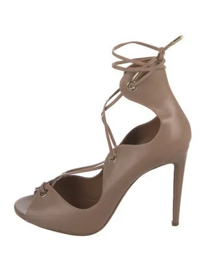 Pre-owned Aquazzura Leather Gladiator Sandals In Neutral