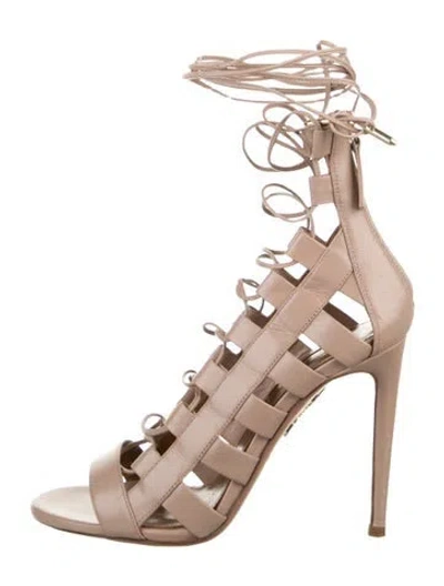 Pre-owned Aquazzura Leather Gladiator Sandals In Neutrals