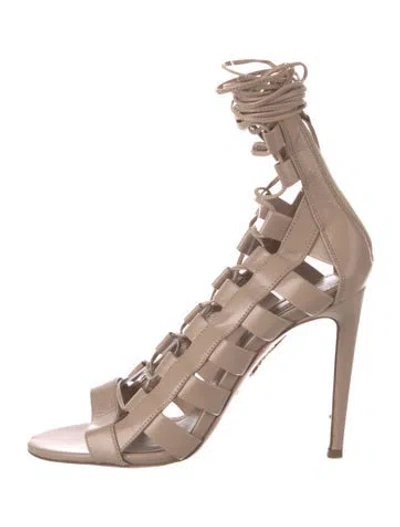 Pre-owned Aquazzura Leather Gladiator Sandals In Neutrals