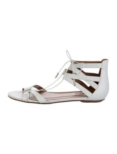 Pre-owned Aquazzura Leather Gladiator Sandals In White