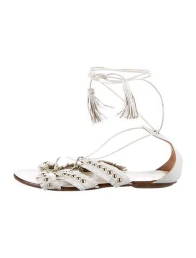 Pre-owned Aquazzura Leather Gladiator Sandals In White