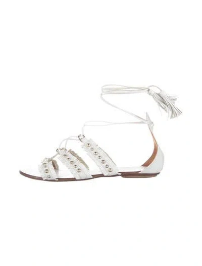 Pre-owned Aquazzura Leather Gladiator Sandals In White