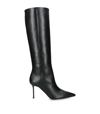 Aquazzura Leather Harper Boots 85 In Black