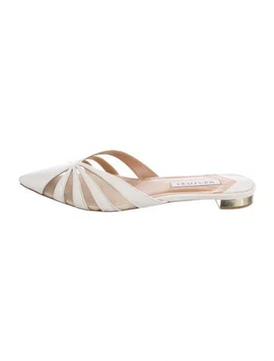 Pre-owned Aquazzura Leather Mesh Accents Flats In Neutrals