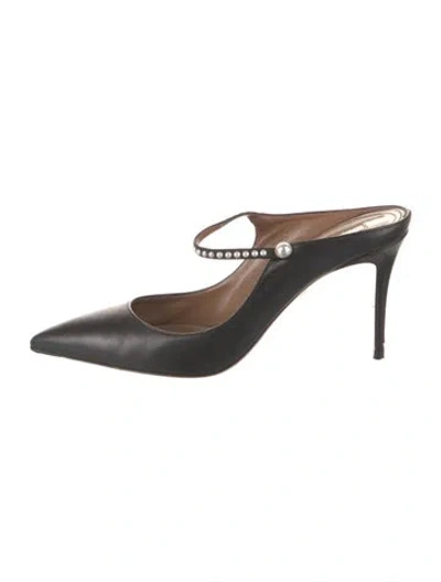 Pre-owned Aquazzura Leather Mules In Black