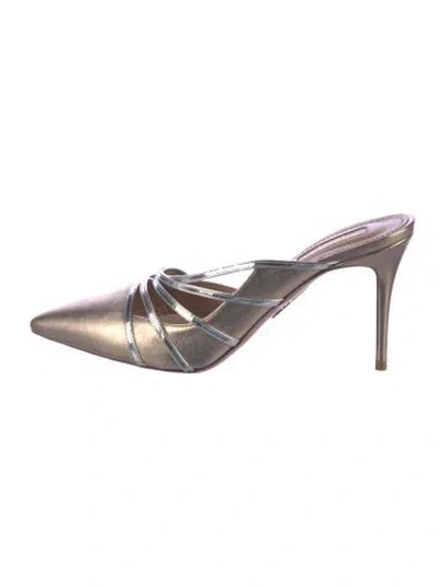 Pre-owned Aquazzura Leather Mules In Black