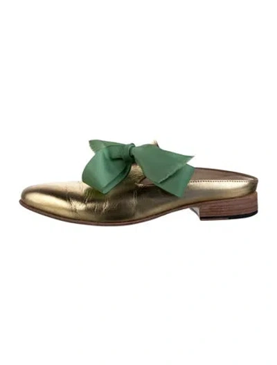 Pre-owned Aquazzura Leather Mules In Green