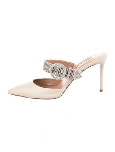 Pre-owned Aquazzura Leather Mules In Neutral