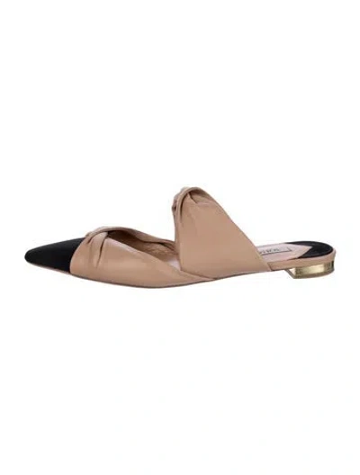 Pre-owned Aquazzura Leather Mules In Neutral