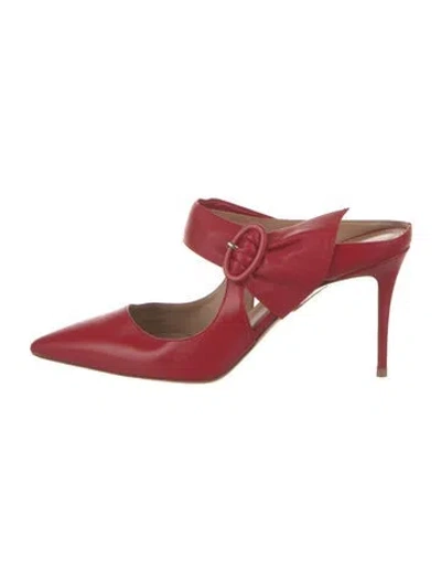 Pre-owned Aquazzura Leather Mules In Red