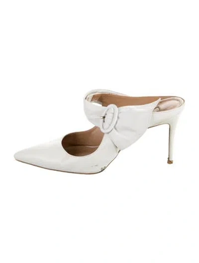 Pre-owned Aquazzura Leather Mules In White