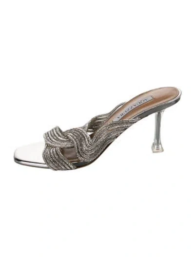 Pre-owned Aquazzura Leather Patterned Slides