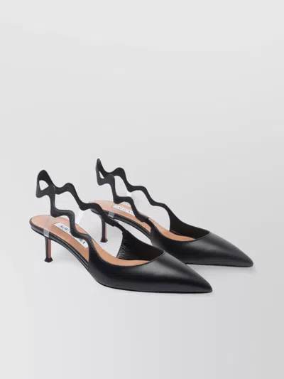 Aquazzura Leather Pointed Toe Sculptural Heel Unique Design