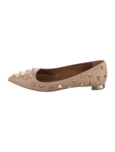 Pre-owned Aquazzura Leather Printed Ballet Flats In Neutral