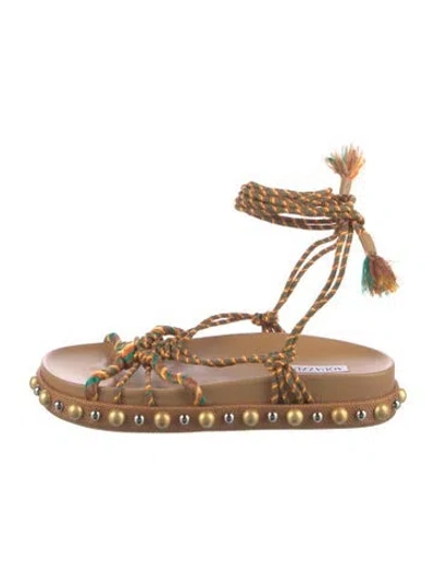 Pre-owned Aquazzura Leather Printed Gladiator Sandals In Brown