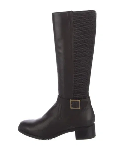 Pre-owned Aquazzura Leather Riding Boots In Black