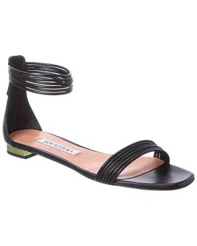 Aquazzura Leather Sandal In Black