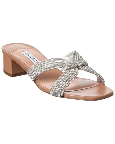 Aquazzura Crystal Muse 35 Leather Sandal In Pink