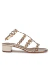 Aquazzura Infinity Chain Sandal In Mirrored Leather In Soft Gold