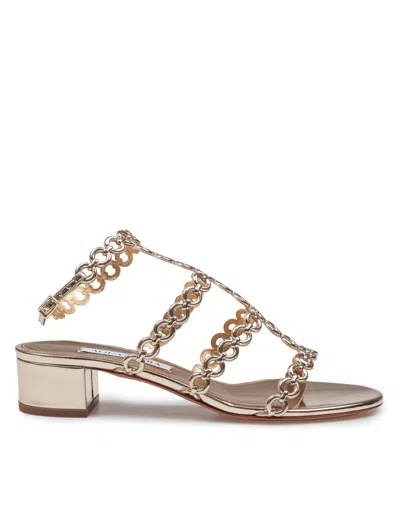 AQUAZZURA AQUAZZURA LEATHER SANDAL WITH MIRRORED FINISH