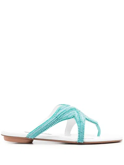 Aquazzura Leather Sandals In Blue