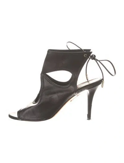 Pre-owned Aquazzura Leather Sandals In Black