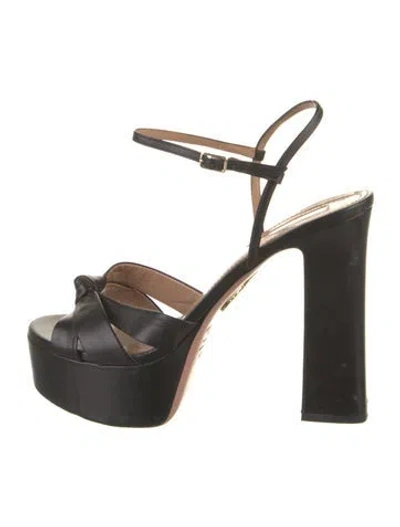 Pre-owned Aquazzura Leather Sandals In Black