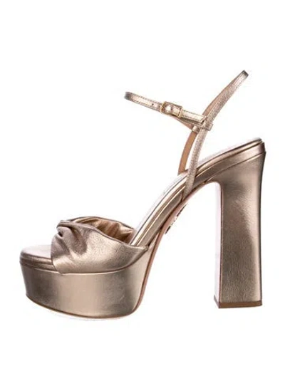 Pre-owned Aquazzura Leather Sandals In Gold