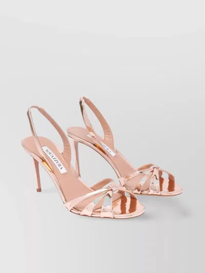 Aquazzura Leather Sandals Heel Metallic Finish