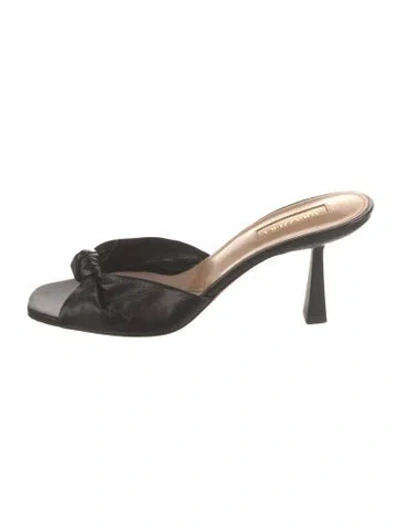 Pre-owned Aquazzura Leather Slides In Black