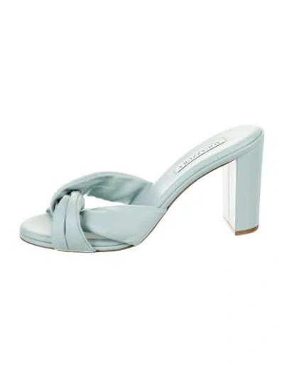 Pre-owned Aquazzura Leather Slides In Blue