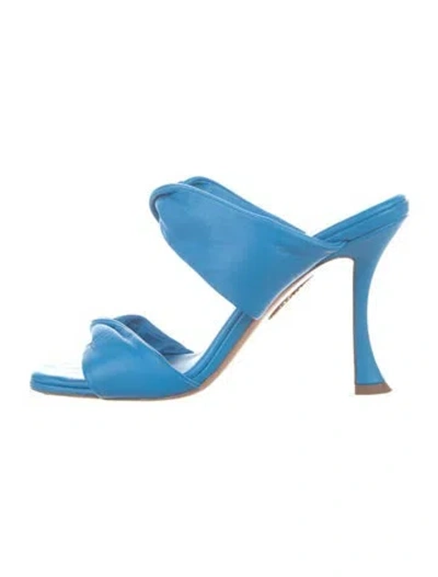 Pre-owned Aquazzura Leather Slides In Blue