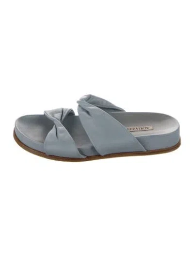 Pre-owned Aquazzura Leather Slides In Blue/grey
