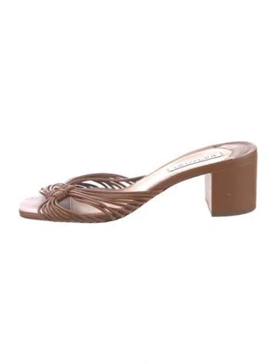 Pre-owned Aquazzura Leather Slides In Brown