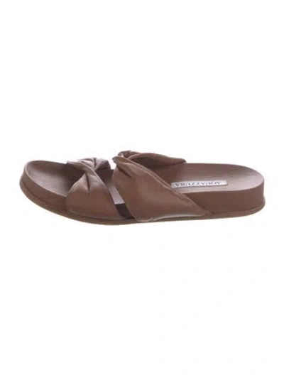 Pre-owned Aquazzura Leather Slides In Brown