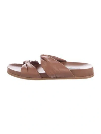 Pre-owned Aquazzura Leather Slides In Brown