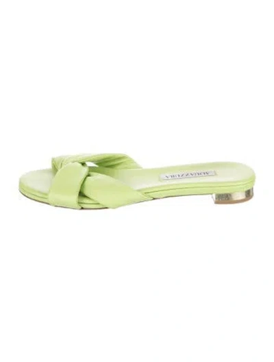Pre-owned Aquazzura Leather Slides In Green